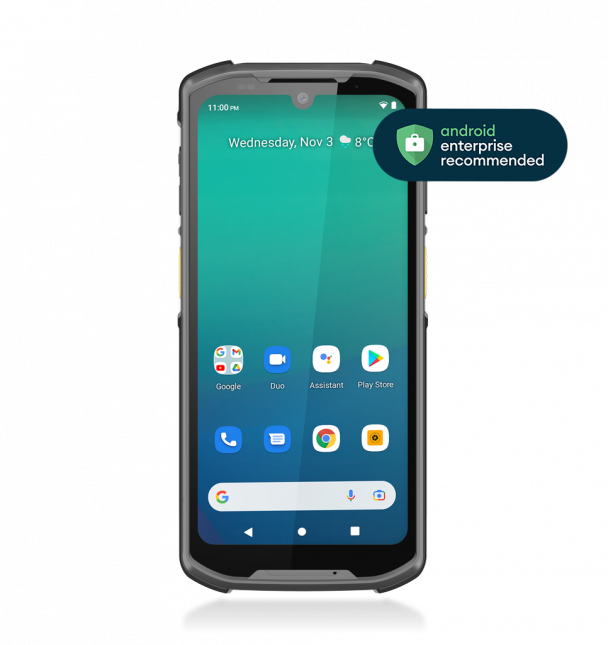 Newland MT9556 Kambur Pro II, 2D, diagonale d'écran, 15.5 cm (6.1''), GPS, caméra (13 MP), front camera (8 MP), connecion: USB-C, WiFi (802.11ac), 5G, NFC, RAM: 6 Go, flash: 128 GB, Android (13), inclus: câble (USB-C), USB power charger, Google Mobile Services, batterie, 6000 mAh, dragonne, film de protection, indice de protection: IP67